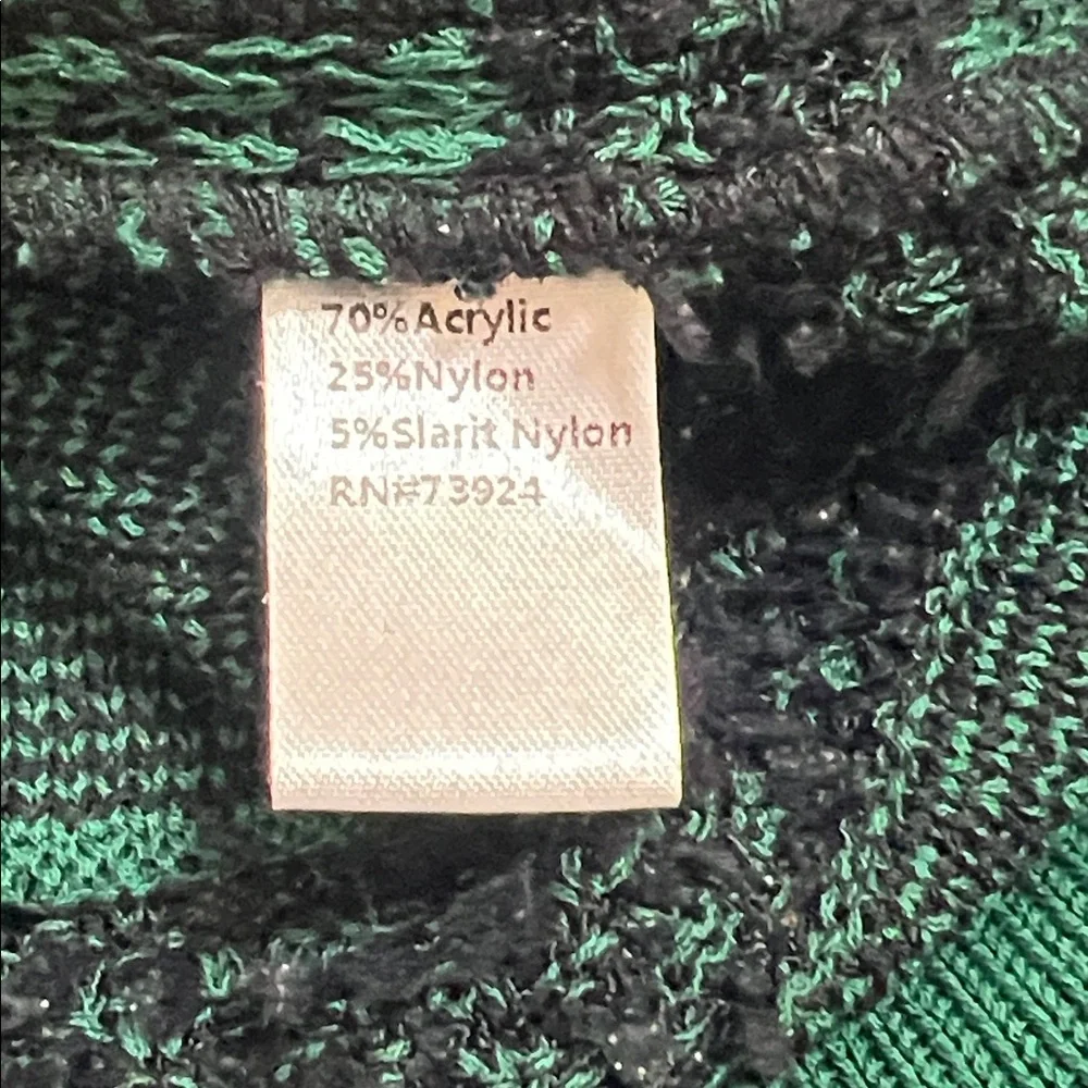 MING WANG Green and Black Plaid Knit Button up Jacket. XL. - Picture 9 of 11